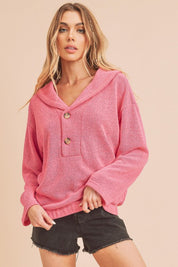 Women's Relaxed Fit Collared Button-Front Pullover