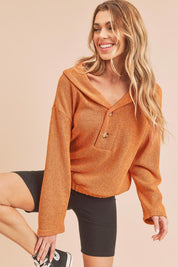 Women's Relaxed Fit Collared Button-Front Pullover