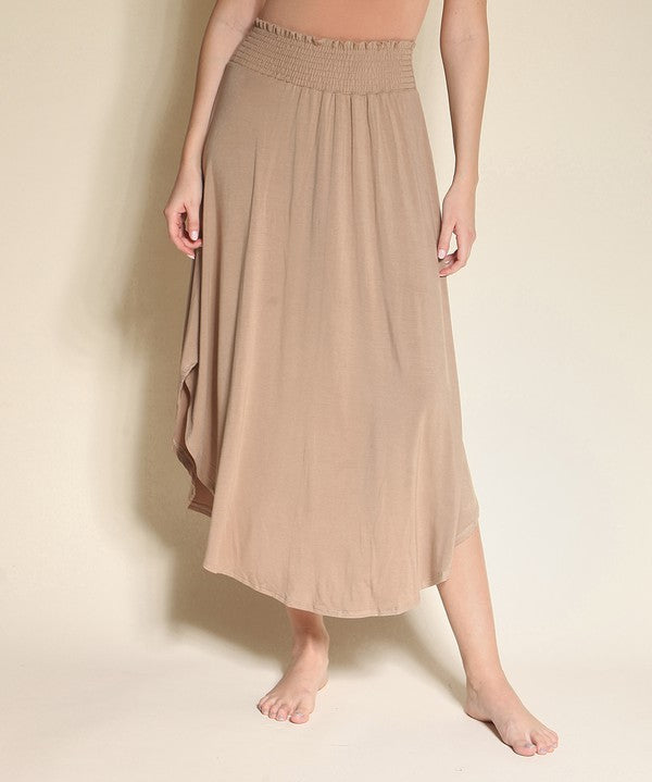 Women's Bamboo Maxi Skirt with Smocked Waist