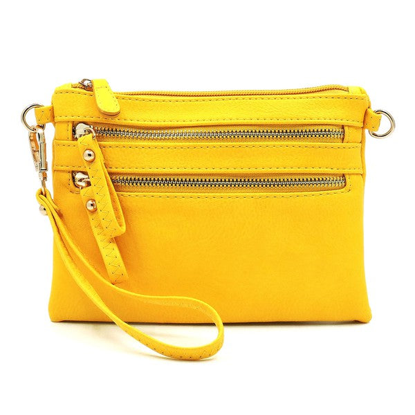 Women's Faux Leather Crossbody Clutch Bag with Gold Hardware