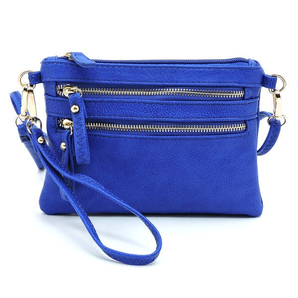 Women's Faux Leather Crossbody Clutch Bag with Gold Hardware