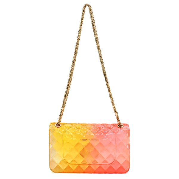 Women's Multi Color Jelly Shoulder Bag with Gold Hardware