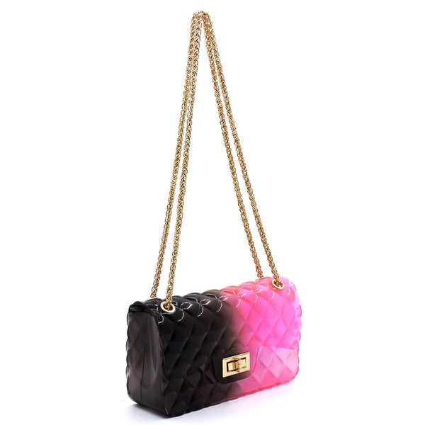 Women's Multi Color Jelly Shoulder Bag with Gold Hardware