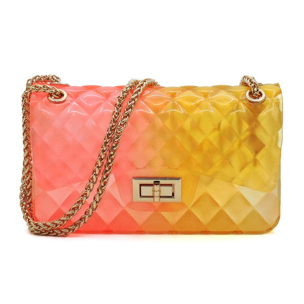 Women's Multi Color Jelly Shoulder Bag with Gold Hardware