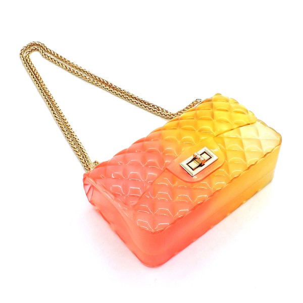 Women's Multi Color Jelly Shoulder Bag with Gold Hardware