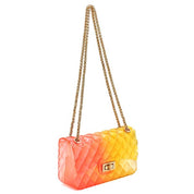 Women's Multi Color Jelly Shoulder Bag with Gold Hardware