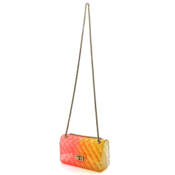 Women's Multi Color Jelly Shoulder Bag with Gold Hardware