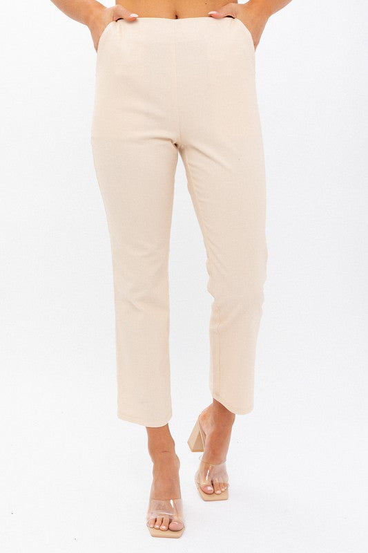 Women's Fitted High-Waisted Crop Pants