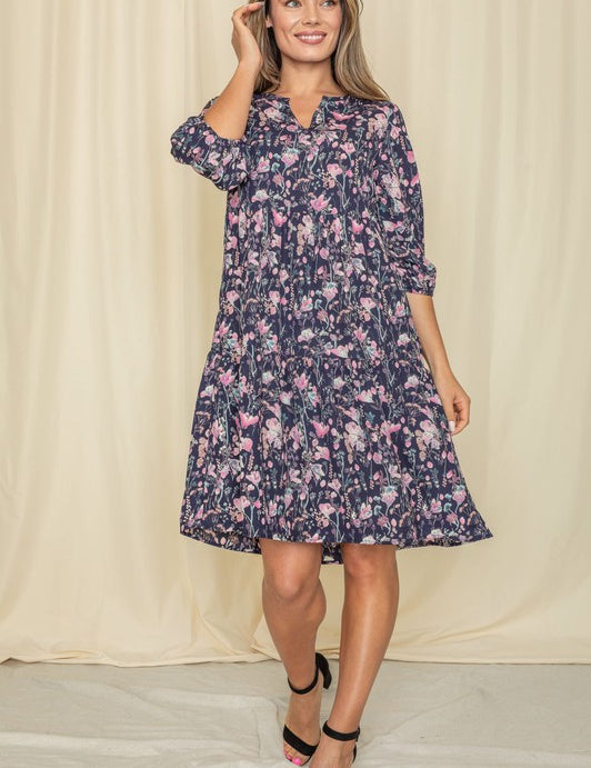 Floral Notch Neck Midi Dress