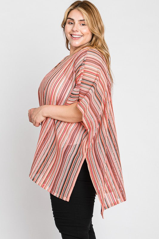 Women's Colorful Vertical Stripe Poncho