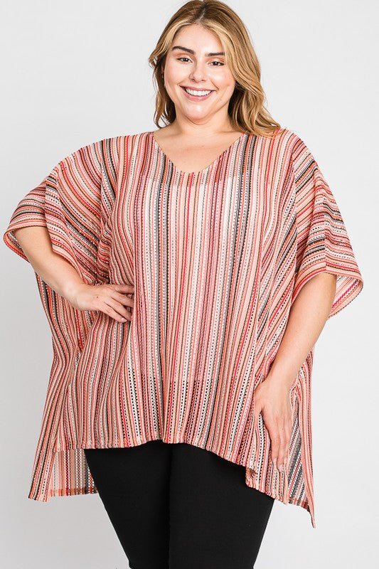 Women's Colorful Vertical Stripe Poncho