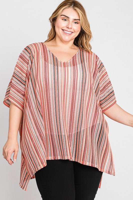 Women's Colorful Vertical Stripe Poncho