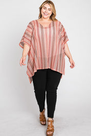 Women's Colorful Vertical Stripe Poncho