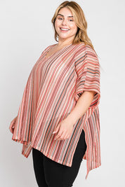 Women's Colorful Vertical Stripe Poncho