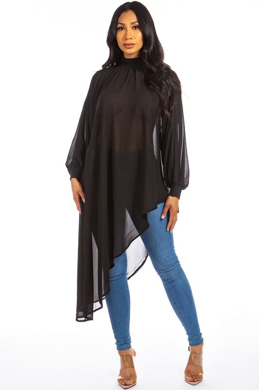 Women's Sexy Chiffon Long Sleeve Top