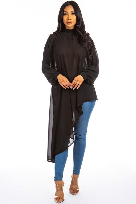 Women's Sexy Chiffon Long Sleeve Top