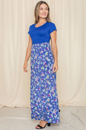 Women's Short Sleeve Floral Maxi Dress