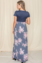 Women's Short Sleeve Floral Maxi Dress