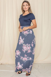 Women's Short Sleeve Floral Maxi Dress