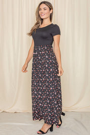 Women's Short Sleeve Floral Maxi Dress