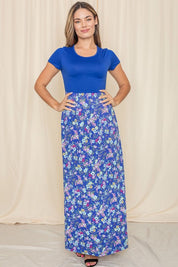 Women's Short Sleeve Floral Maxi Dress