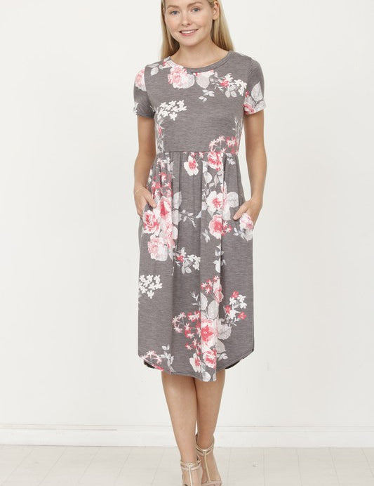 Women's Vintage Floral Midi Dress