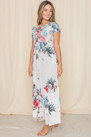 Women's Short Sleeve Floral Maxi Dress