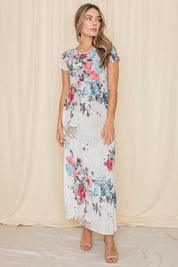 Women's Short Sleeve Floral Maxi Dress