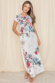 Women's Short Sleeve Floral Maxi Dress