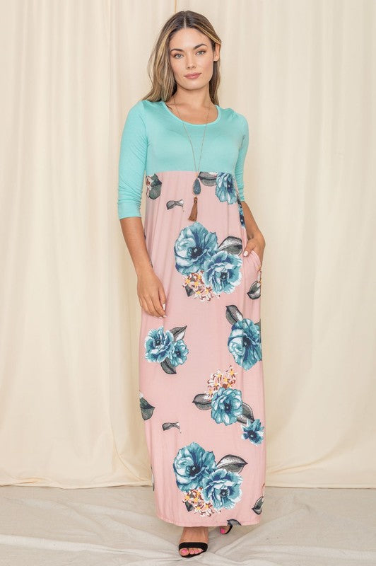 High Waist Floral Maxi Dress