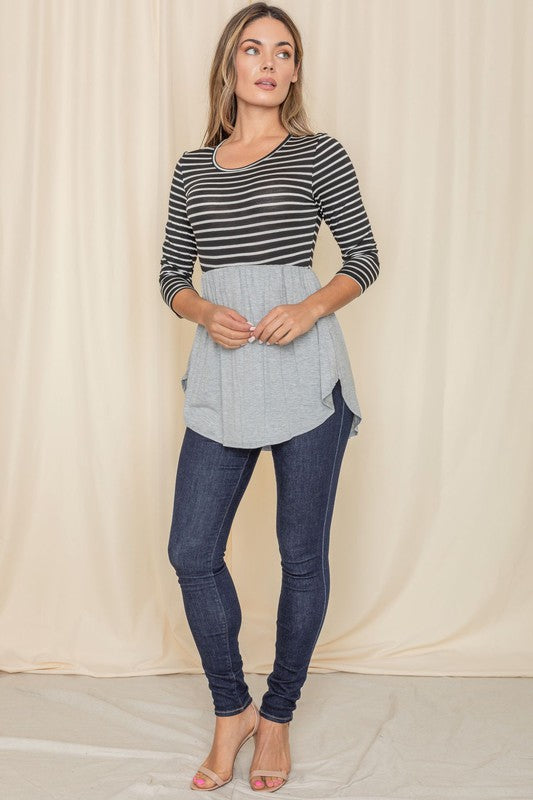 Women's Stripe Babydoll Tunic Top