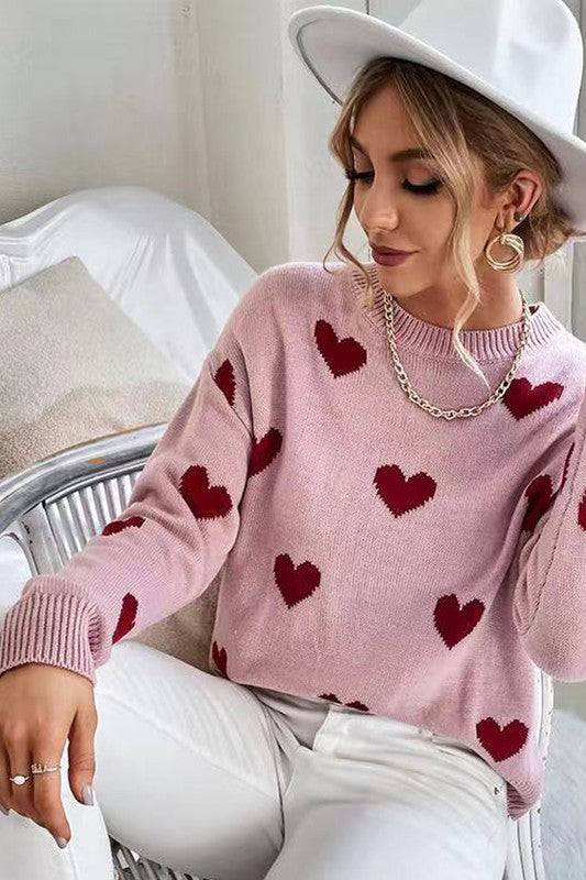 Women's Heart Patterned Sweater