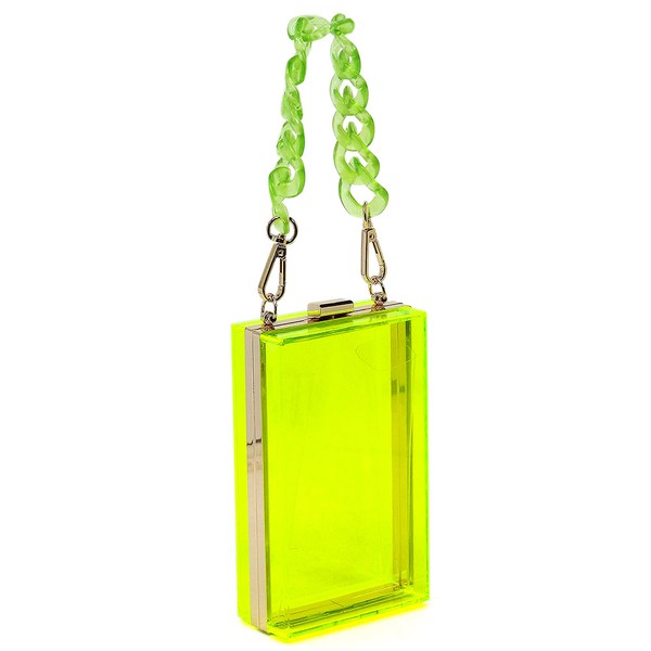 Women's Acrylic Chain Handle See-Thru Crossbody Clutch