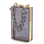 Women's Acrylic Chain Handle See-Thru Crossbody Clutch