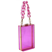 Women's Acrylic Chain Handle See-Thru Crossbody Clutch