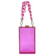 Women's Acrylic Chain Handle See-Thru Crossbody Clutch