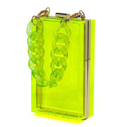 Women's Acrylic Chain Handle See-Thru Crossbody Clutch