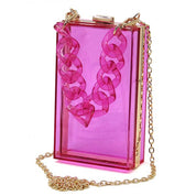 Women's Acrylic Chain Handle See-Thru Crossbody Clutch