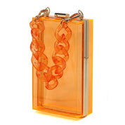 Women's Acrylic Chain Handle See-Thru Crossbody Clutch