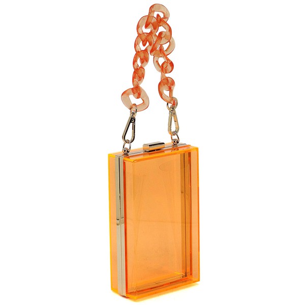 Women's Acrylic Chain Handle See-Thru Crossbody Clutch