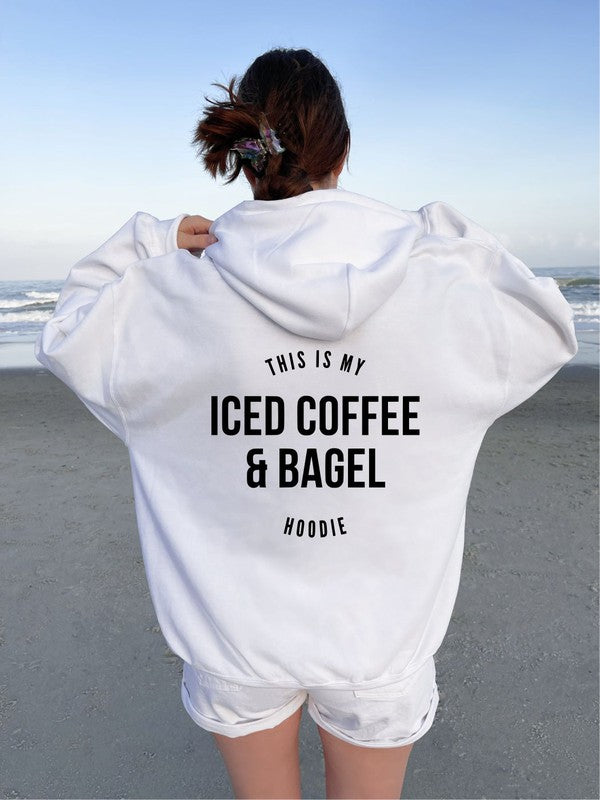Unisex Iced Coffee and Bagel Graphic Hoodie Sweatshirt