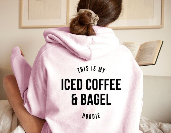 Unisex Iced Coffee and Bagel Graphic Hoodie Sweatshirt