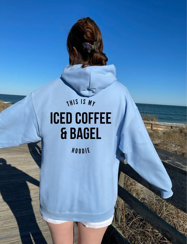 Unisex Iced Coffee and Bagel Graphic Hoodie Sweatshirt