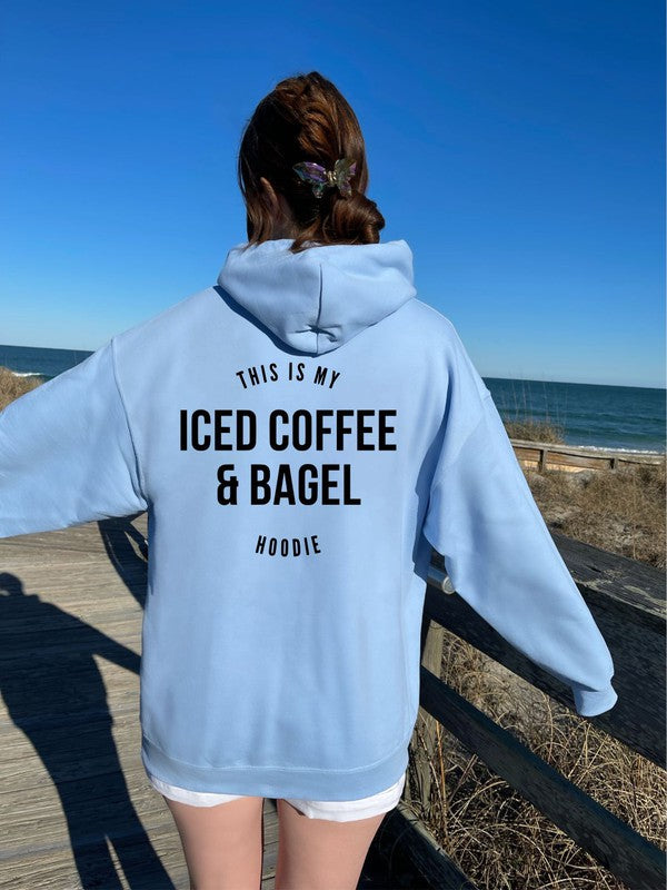Unisex Iced Coffee and Bagel Graphic Hoodie Sweatshirt