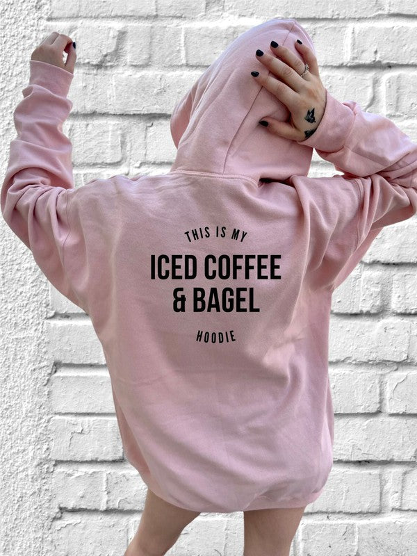 Unisex Iced Coffee and Bagel Graphic Hoodie Sweatshirt