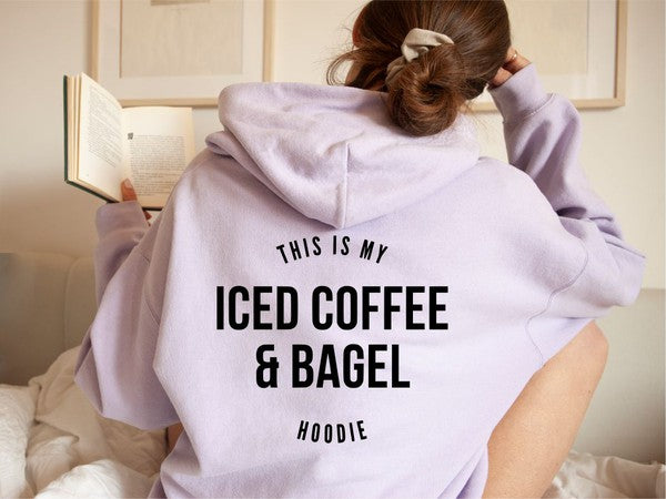 Unisex Iced Coffee and Bagel Graphic Hoodie Sweatshirt