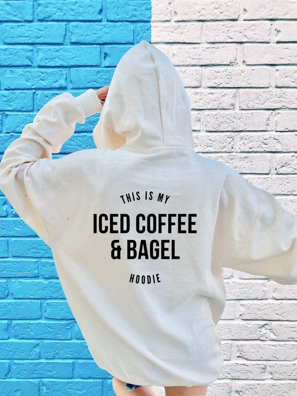 Unisex Iced Coffee and Bagel Graphic Hoodie Sweatshirt