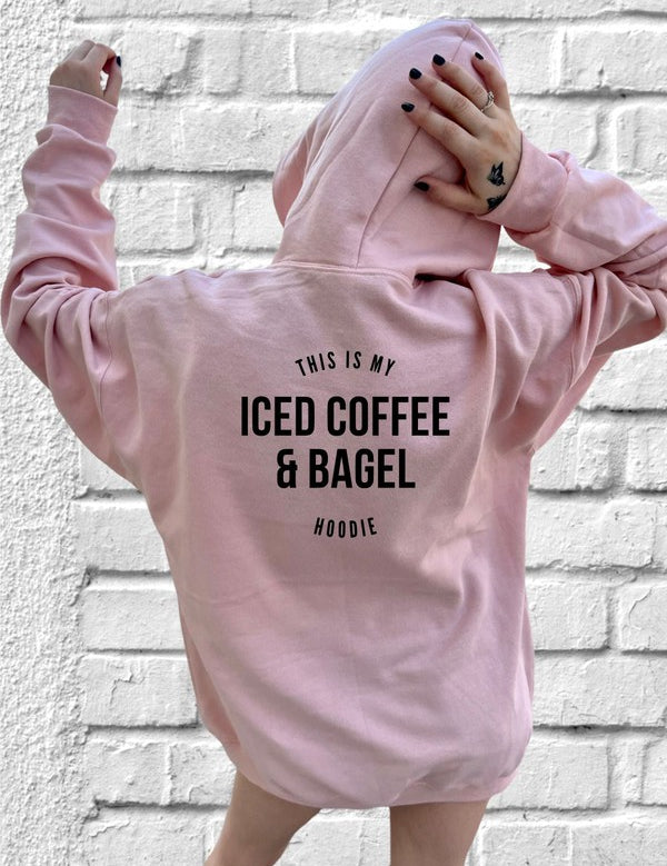 Unisex Iced Coffee and Bagel Graphic Hoodie Sweatshirt