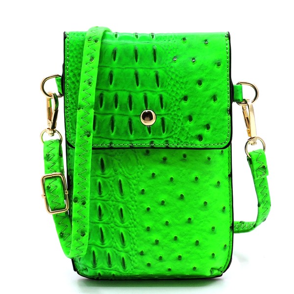 Women's Ostrich Croc Faux Leather Crossbody Phone Case