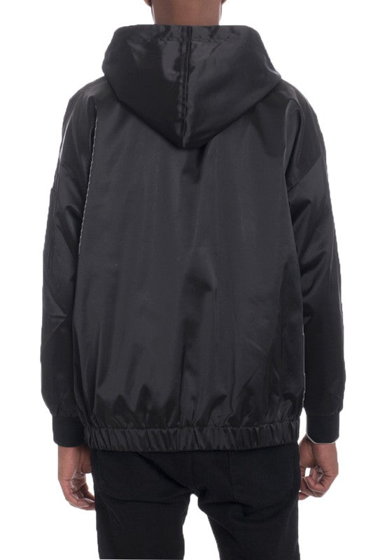 Men's Satin Hooded Windbreaker Jacket